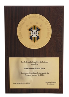 1994 FIFA World Cup Winners Award Presented to Brazilian Football Confederation Player Romario de Souza Faria (Brazilian Football Confederation Employee LOA) 